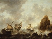 GG 396  GG 396, Jacob Adriaensz. Bellevois (um 1621-1676), Seesturm an felsiger Küste, Leinwand 105 X 148 cm : Meeresansichten/Seeansichten